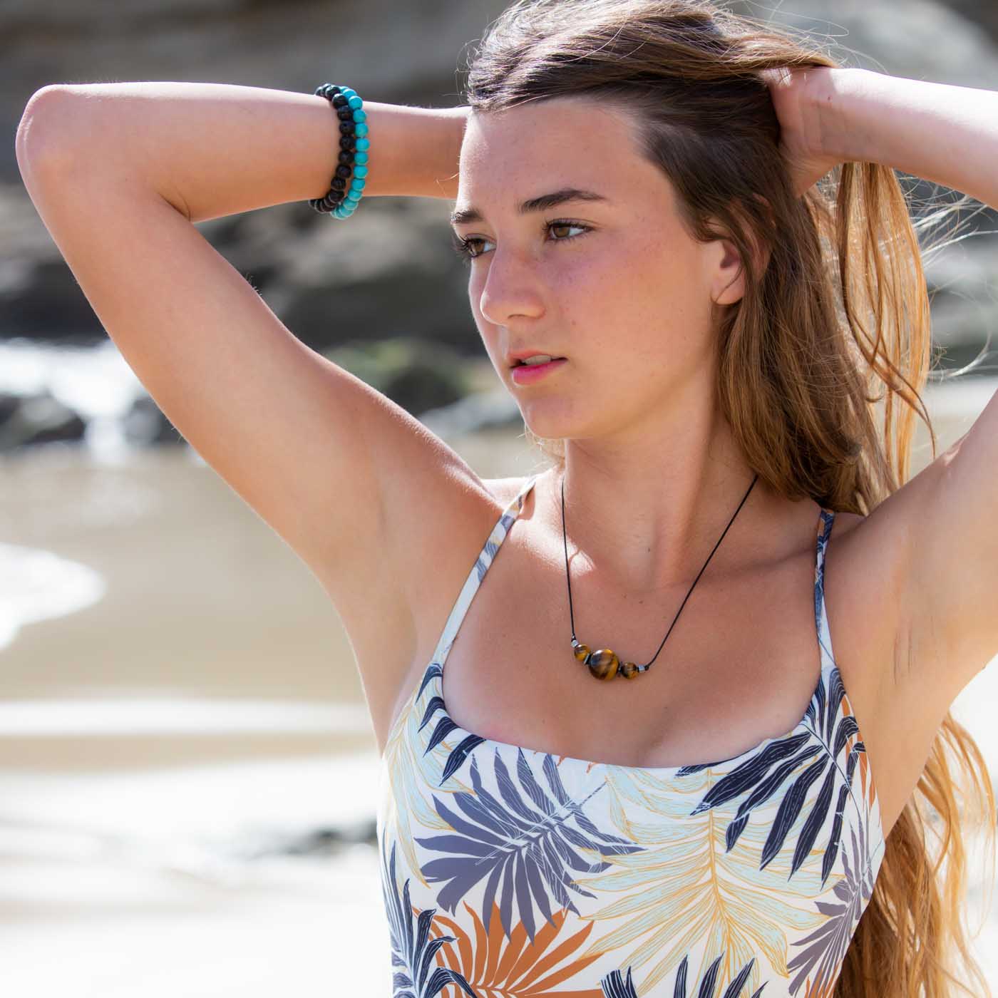 Agate Stone Necklace | Green | Black | Brown