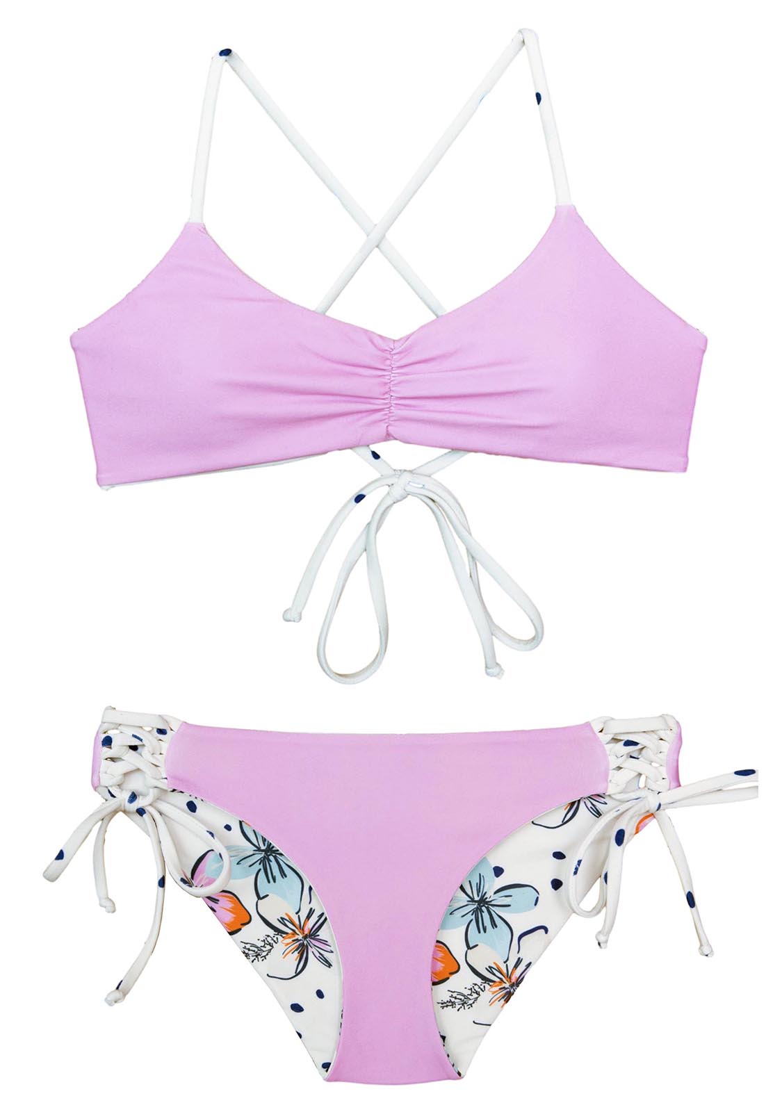 Chance Loves - swimming costume for girls 10-16 with pink, blue, white floral pattern
