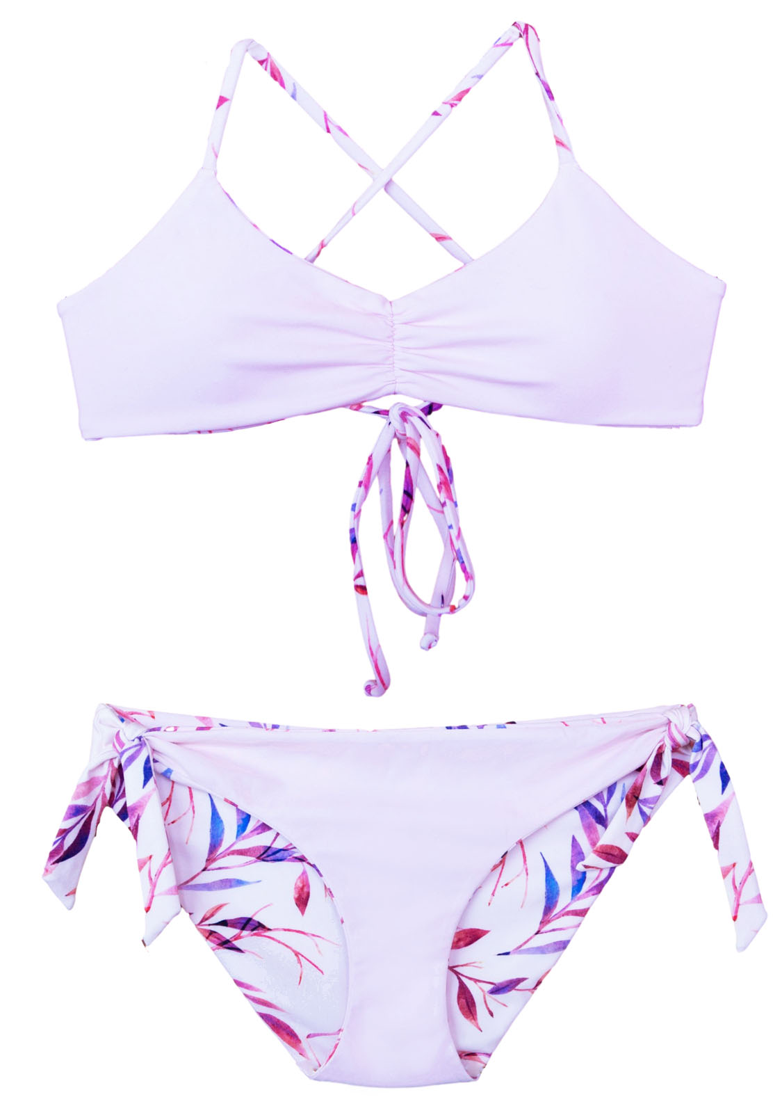 Reversible side of the Elea Pink Bikini 2-piece by Chance Loves, a junior girls brand