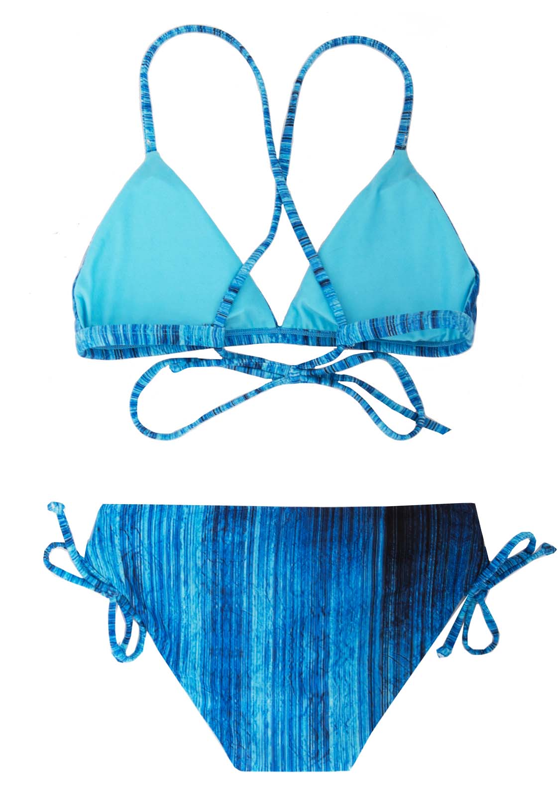 padded swimsuit for girls blue with reversible bottoms for ages 10-16