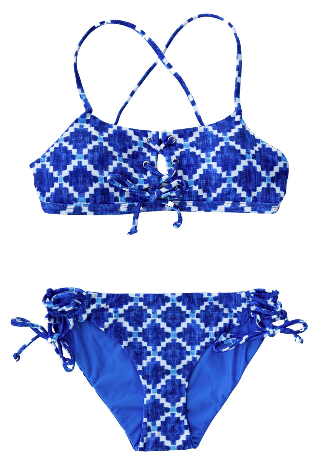 HALONG BAY - 2-PIECE SET Bralette Top + Side-Ties Bottoms - REVERSIBLE