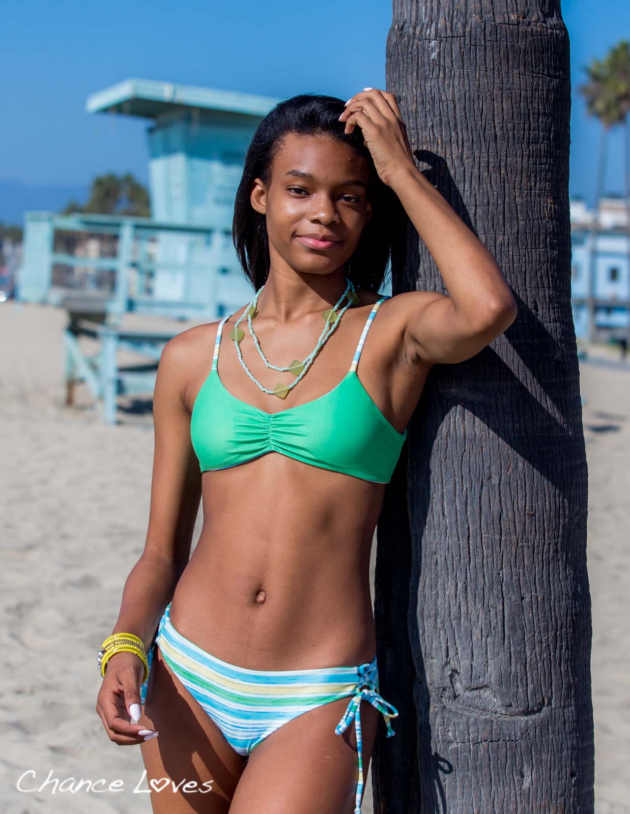 PARADISE COVE - 2 PIECE SET Scoop Top + Side Ties Bottoms - REVERSIBLE