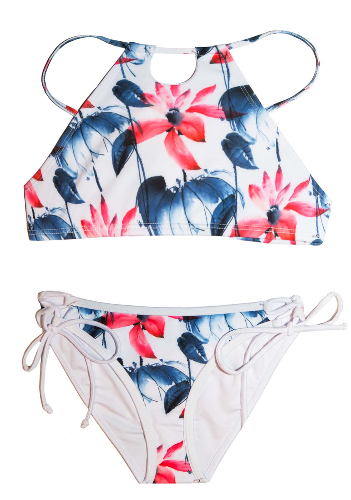 Playa del Carmen - 2 PIECE Halter Style Bikini SET Bikini Halter Top Chance Loves Swim Red blue