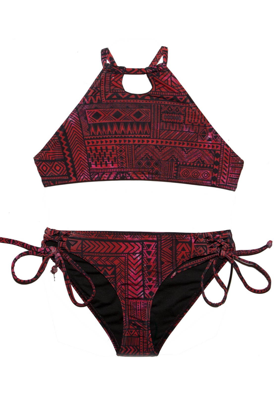 2 PIECE Halter Style Girls Bikini SET YOUTH  Red Black