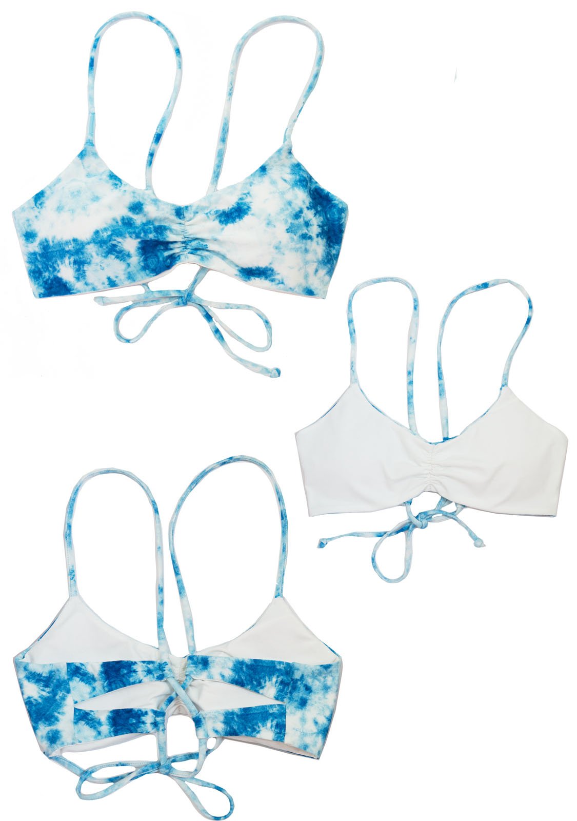 CLOUD 9 Tye Dye Reversible SCOOP TOP Chance Loves XS Blue/White