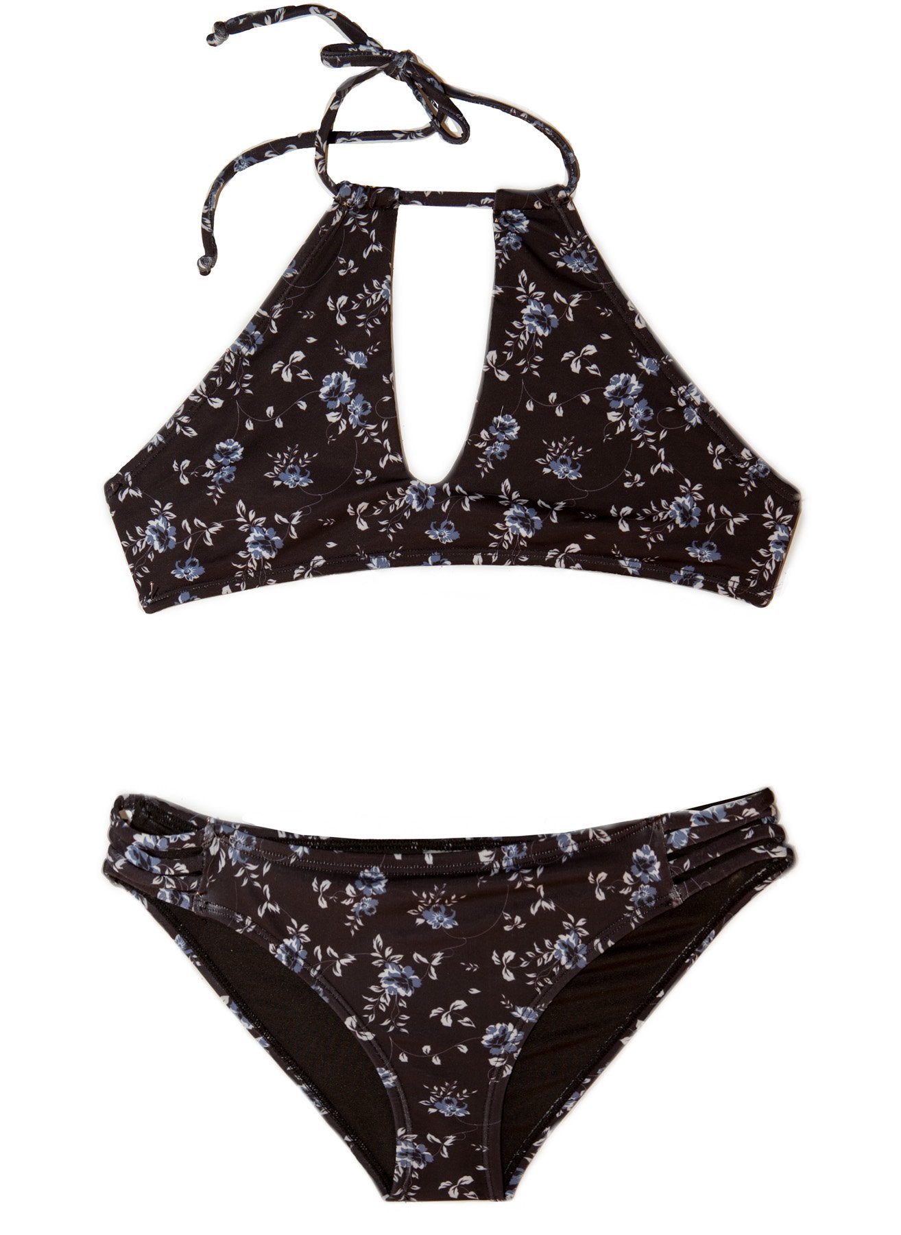 Midnight Bloom Bikini SET with Halter - Chance Loves Swimwear