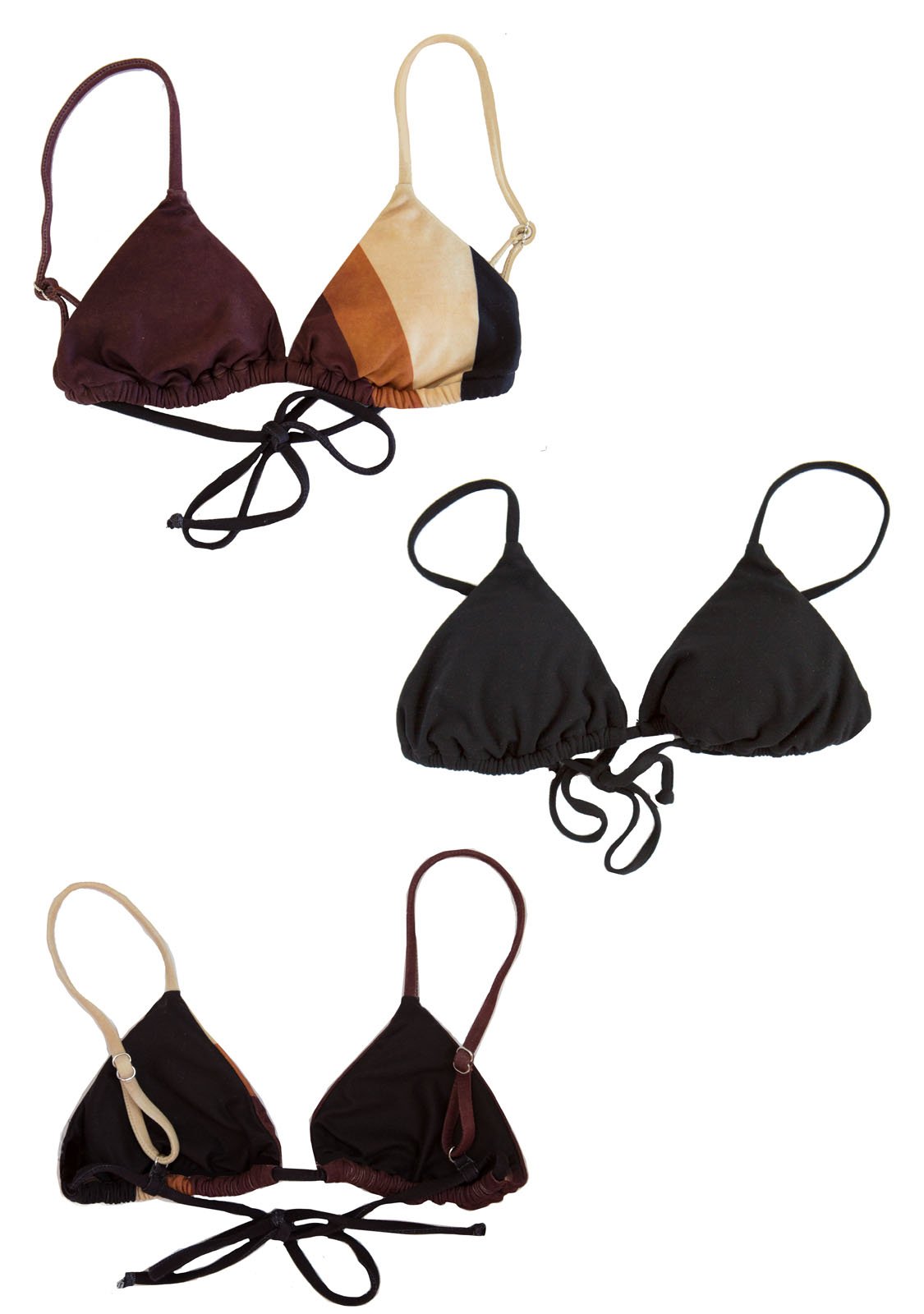 SAHARA - Reversible striped and black TRIANGLE BIKINI Chance Loves Swim