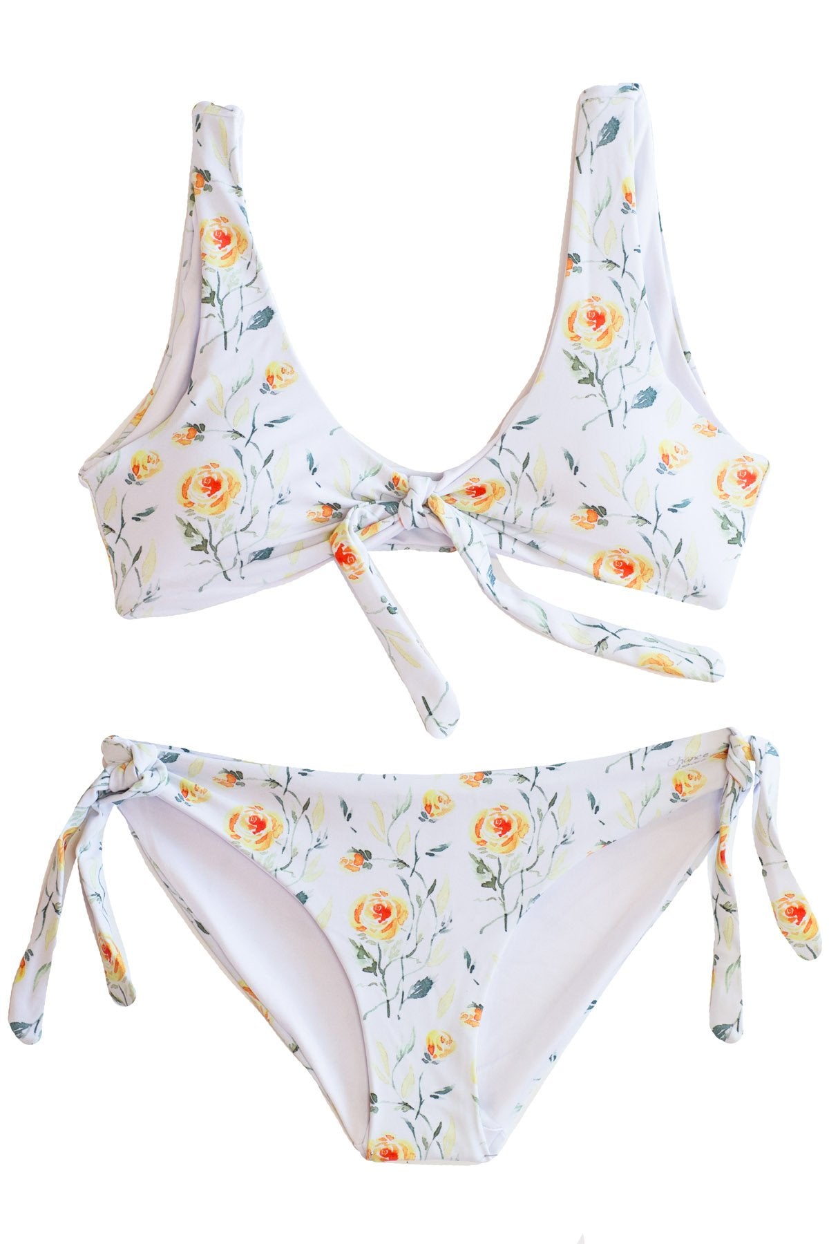 Seashore Meadows - 2 Piece Bikini SET White Yellow Floral 2 Piece Bikini Set Chance Loves Swim XS