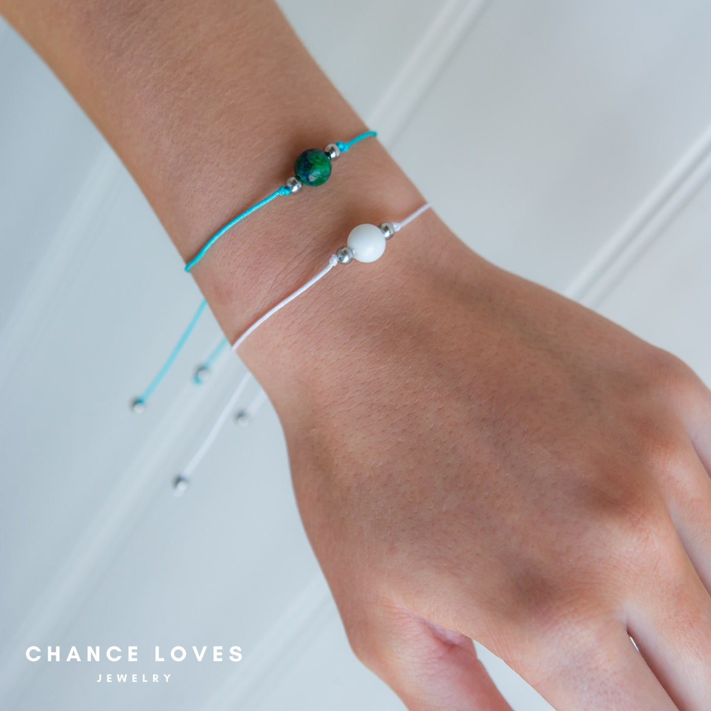 Simple Bracelet | Natural Stone | Green White