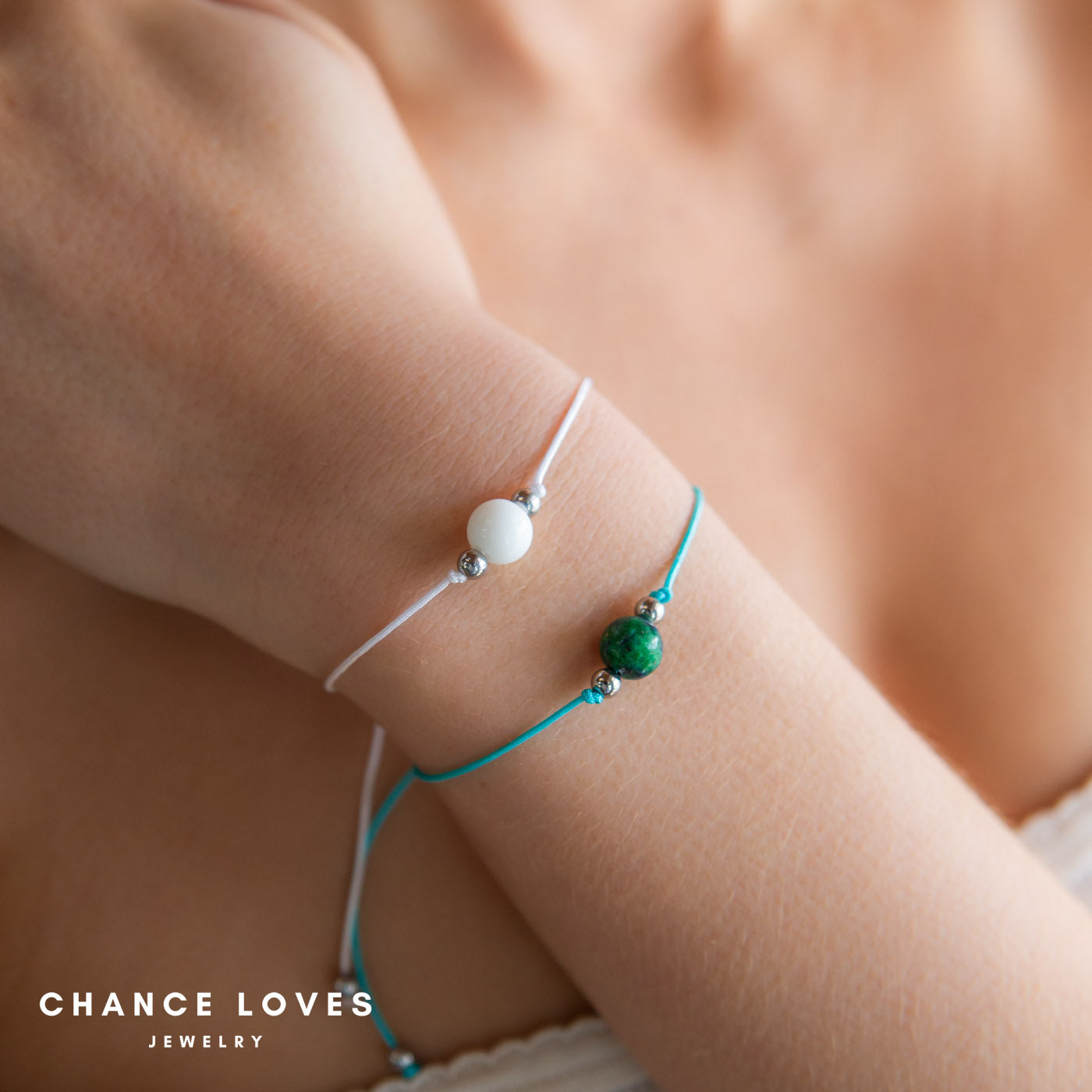 Simple Bracelet | Natural Stone | Green White