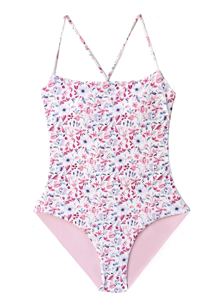 Girls One-Piece Swimsuit Botanical Flowers