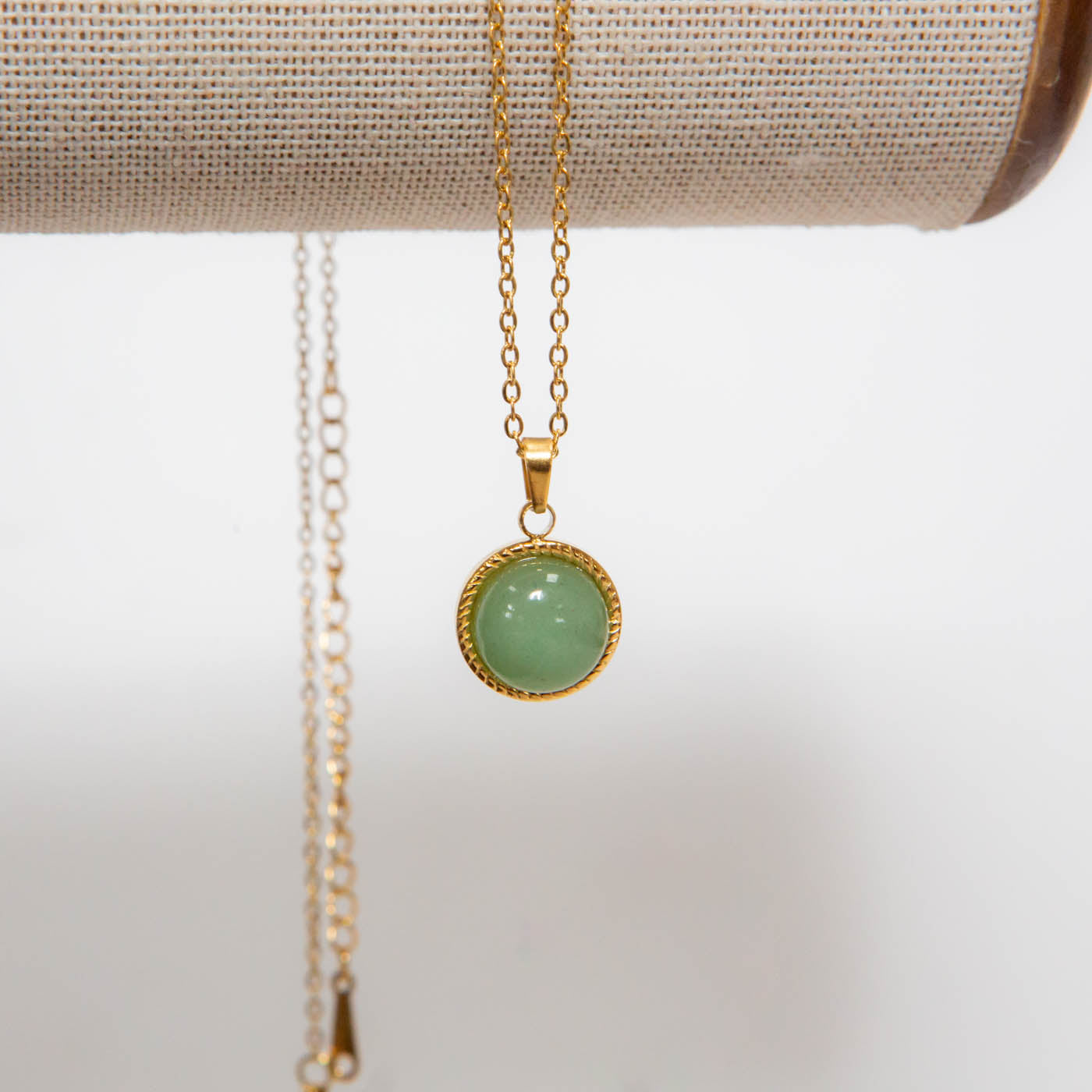 Calcite Green Pendant Necklace | 18K Gold Plated