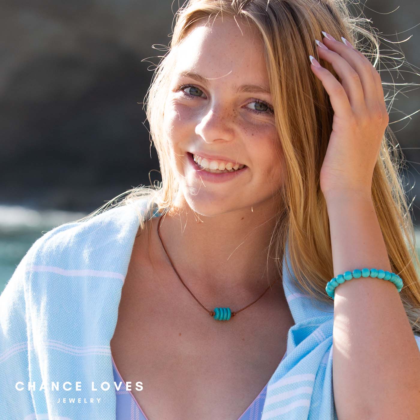 Bohemian Beach Style Necklace | Aqua Blue Turquoise