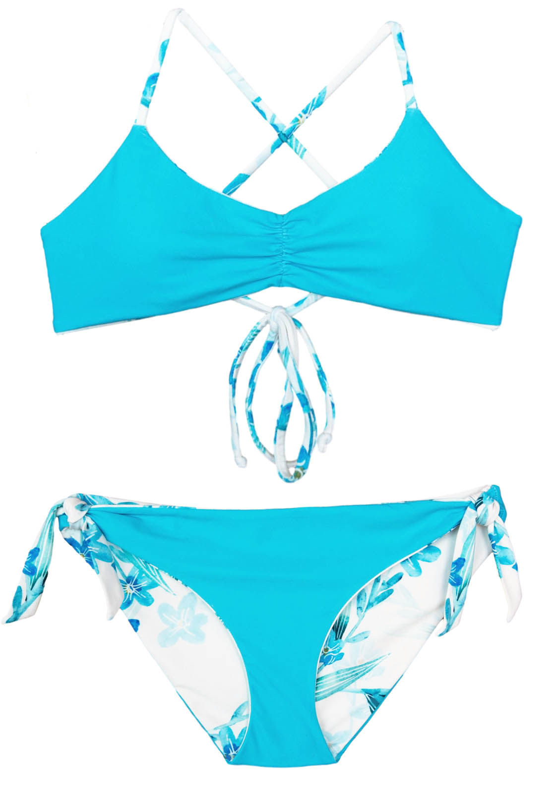 Reversible side of the Fleur Bikini, designed on the beach in California for Girls 10y, 12y, 14y and 16y