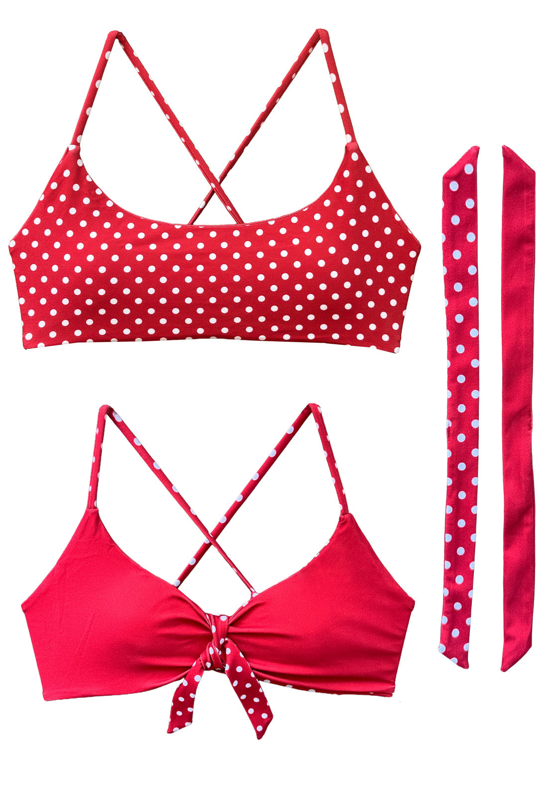POLKA RED | 2-Piece Scoop Style | Reversible
