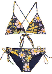 SOLEIL Floral Girls Teen 2-Piece Swim Triangle Top & Reversible Bottoms