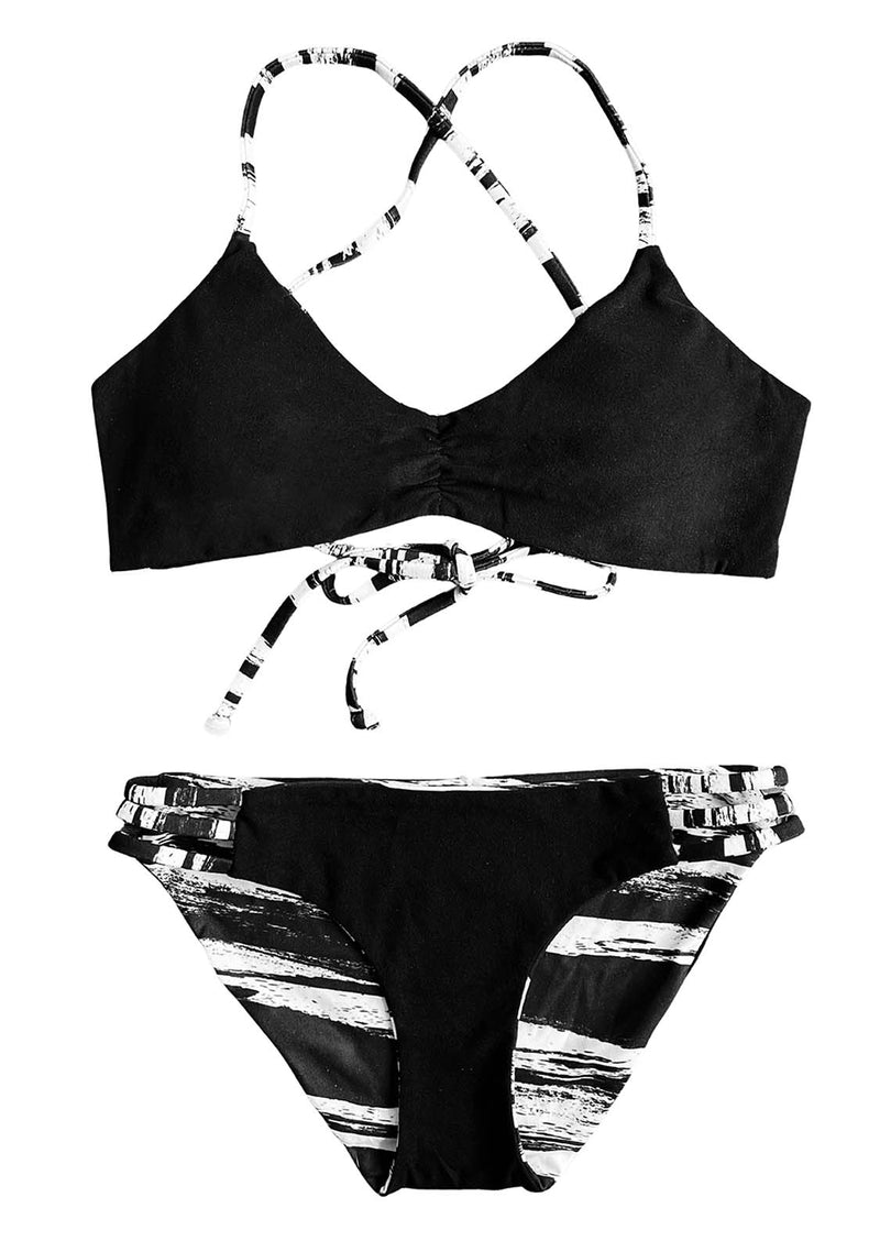 DRIFTWOOD - REVERSIBLE 2-Piece Girls Bikini SET Black+White