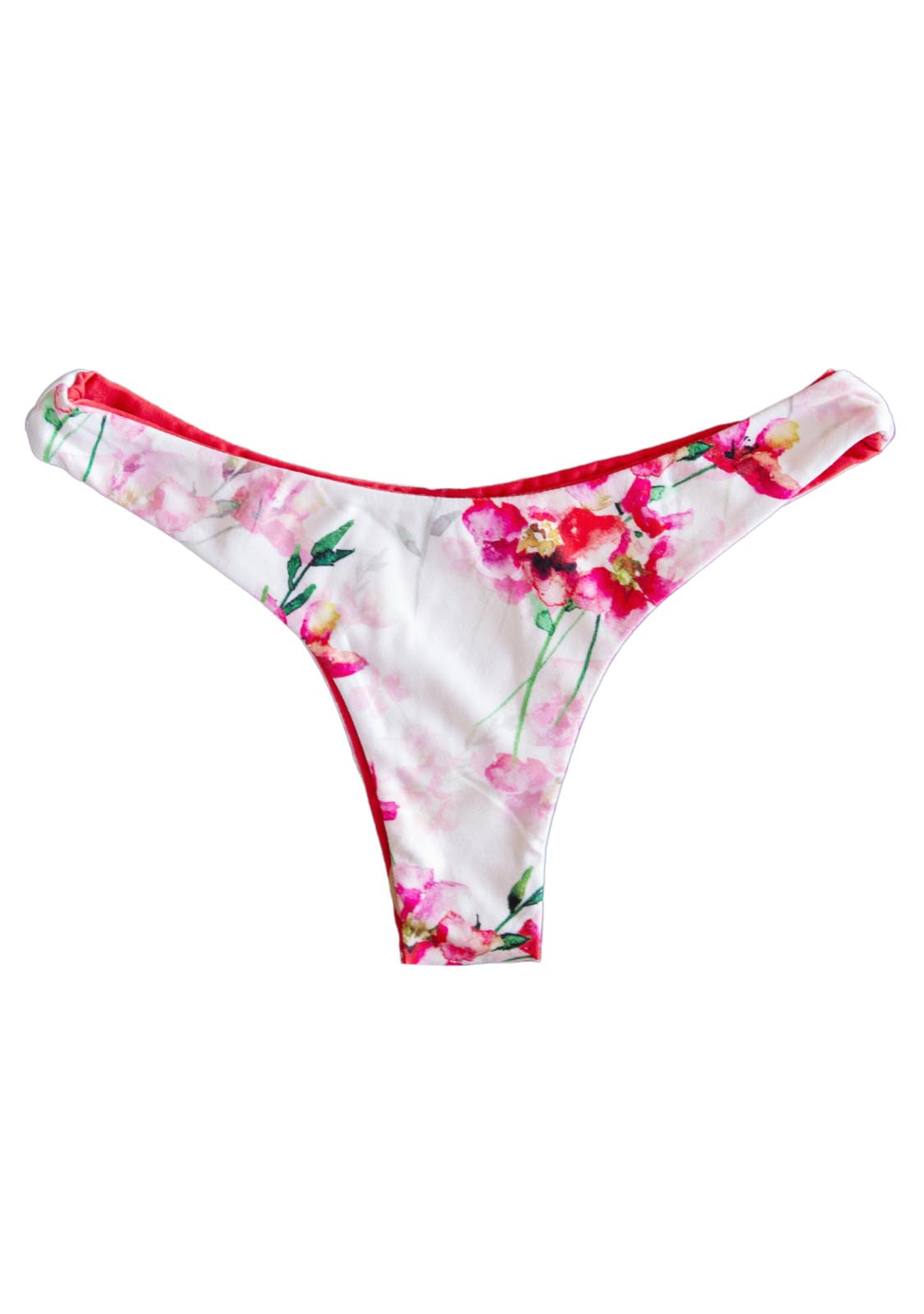 Cheeky swim floral red Reversible bottoms Sustainable Eco Fabric