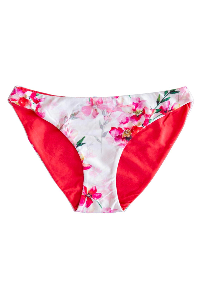 Full Coverage Swimwear bottoms Solid red with pink floral for girls juniors and women