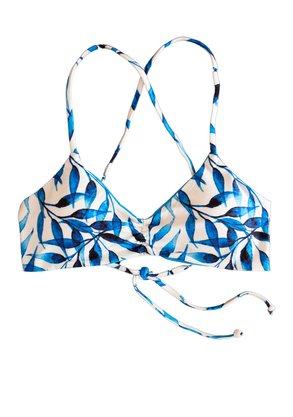 Floral Reversible blue white padded bralette swimwear top Beach