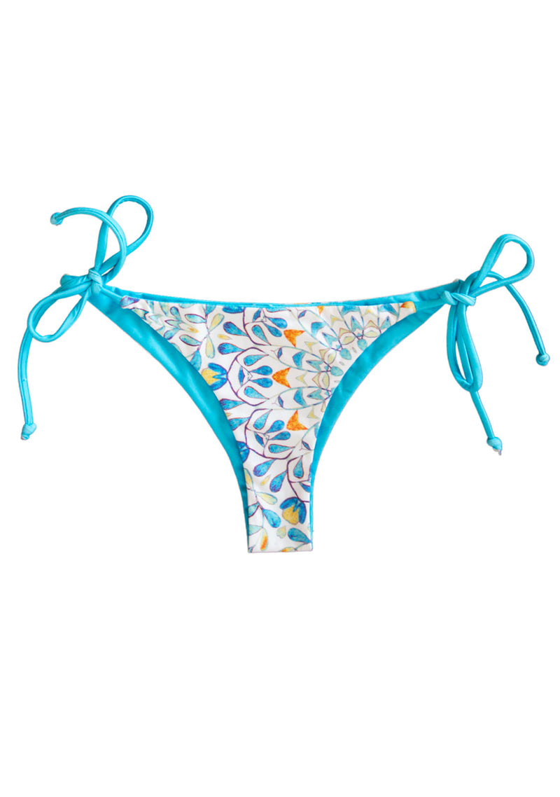 REVERSIBLE MANDALA TEAL CHEEKY SWIM BOTTOMS With SIDE TIES By Chance Loves reversible-mandala-teal-cheeky-swim-bottoms-with-side-ties-by-chance-loves
