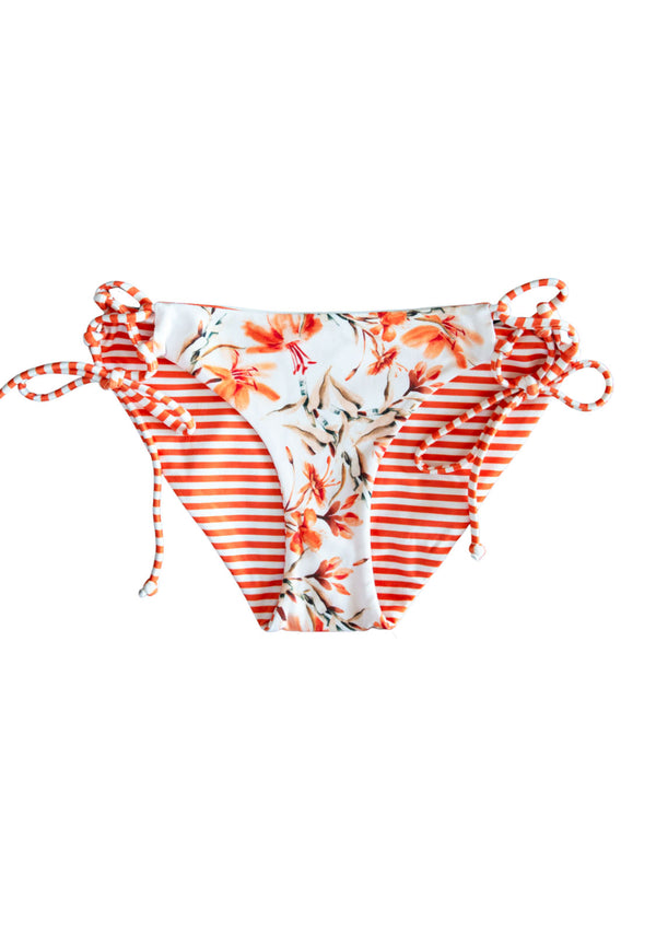 Reversible sustainable floral striped classic full swim bottoms for teen girls and Women