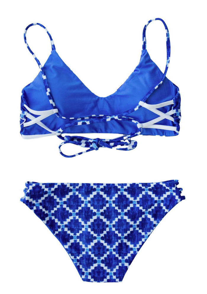 2PIECE Blue BIKINI Reversible ECOSwimwear Teen BIKINI by Chance Loves