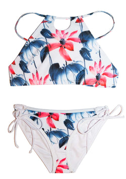 Playa del Carmen - 2 PIECE Halter Style Bikini SET Bikini Halter Top Chance Loves Swim Red blue 