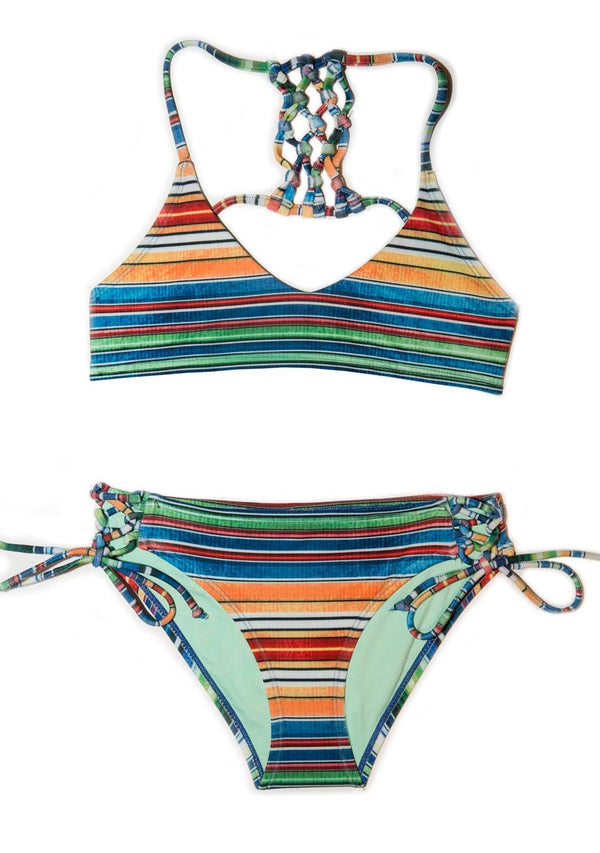 Baja Soul TWO PIECE Multi Colored Striped Bikini SET by Chance Loves Swimwear