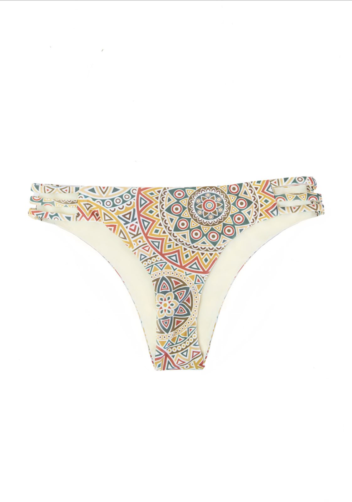 Boho Chic "Cheeky" Bikini Bottoms, reversible, high quality and sustainable, with ruched detail in the back.