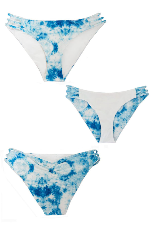CLOUD 9 - Tye Dye Reversible Tri-Band REGULAR BOTTOMS Bikini Bottoms Chance Loves XS Blue/White 