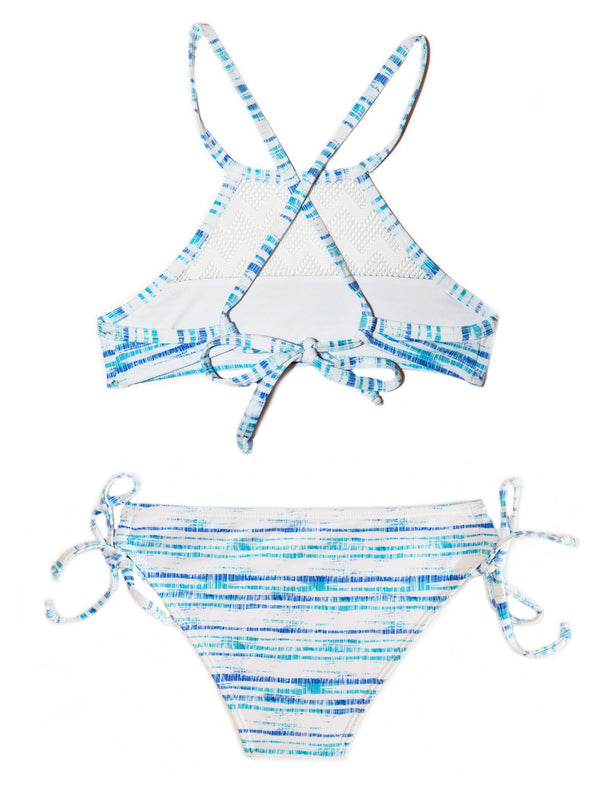 ChanceLoves California Blue White Striped 2-Piece GIRLS Bikini Swimmer