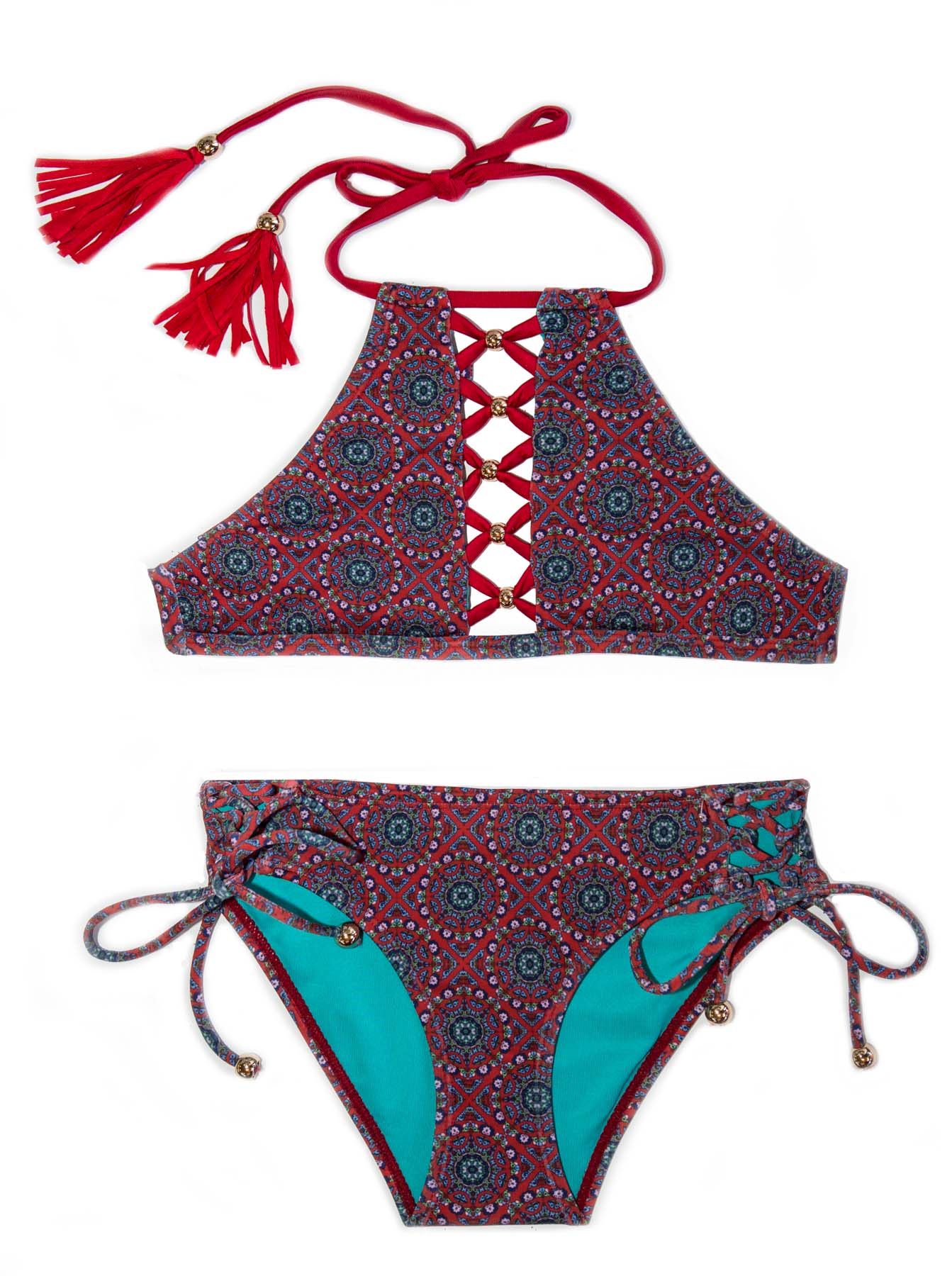 Gypset Cool - TWO PIECE Bikini Cross Back Halter Top SET - Chance Loves Swimwear