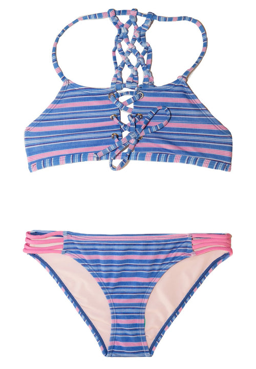 Chance Loves Blue Striped Hampton Bay Bikini for Tween and Teens Girls