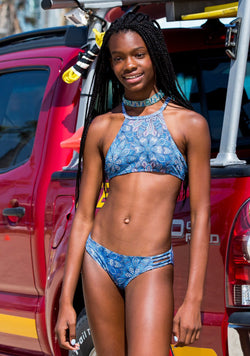 Girls Swimwear Blue Halter Top Bikini in venice Beach