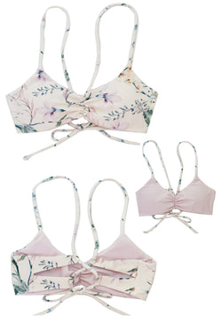 Beautiful Floral Bralette Bikini Top, with light pink rose color florals.