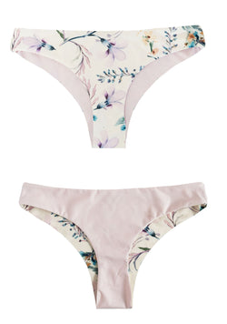 Beautiful Rose Colored Floral Bikini, which is Reversible and made with Sustainable Fabrics.