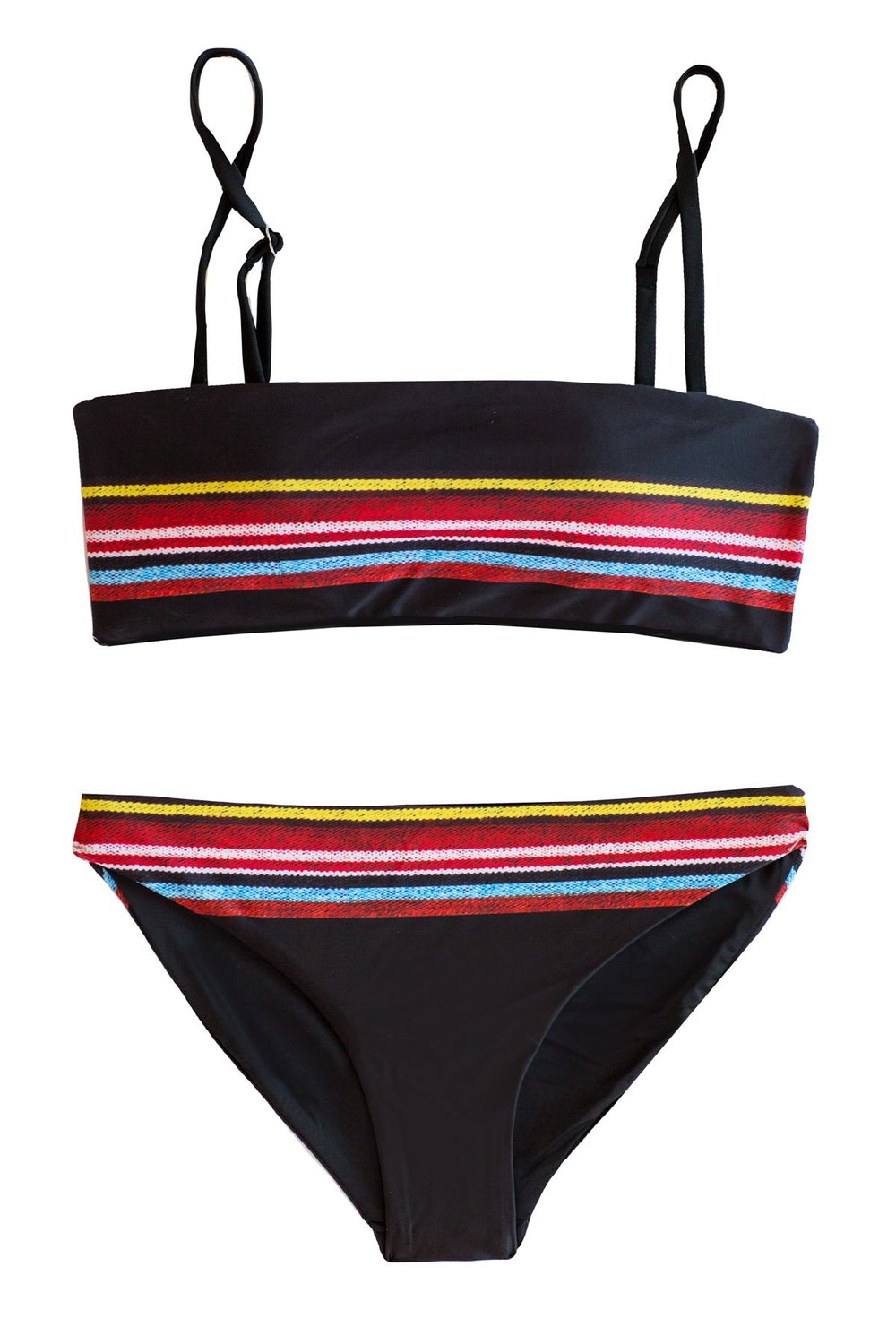 Junior Girls Black Padded 2-Piece Bikini Full Coverage Trendy