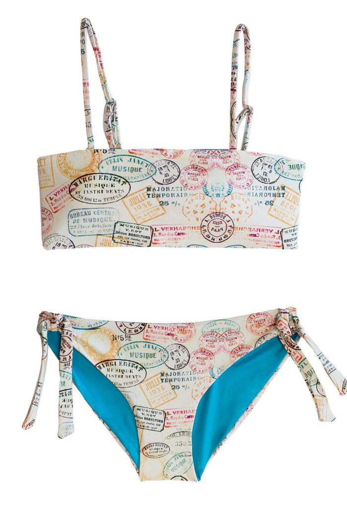 Girls Junior Bikini | 2-Piece Full Coverage Bottoms | Padded Bando Top