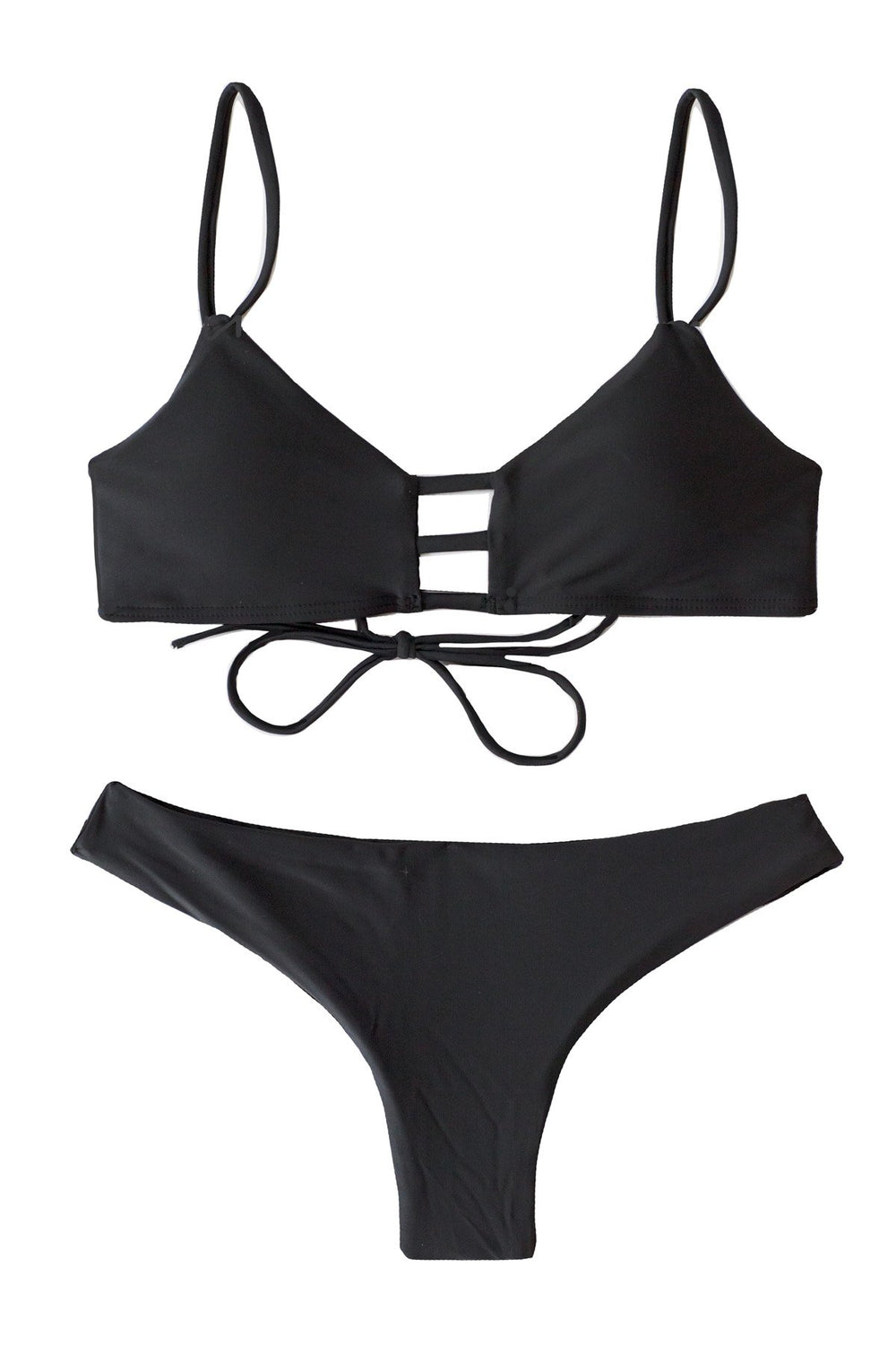 Chanceloves BLACK Bikini Padded TOP and BOTTOMS with Scrunchy Detail