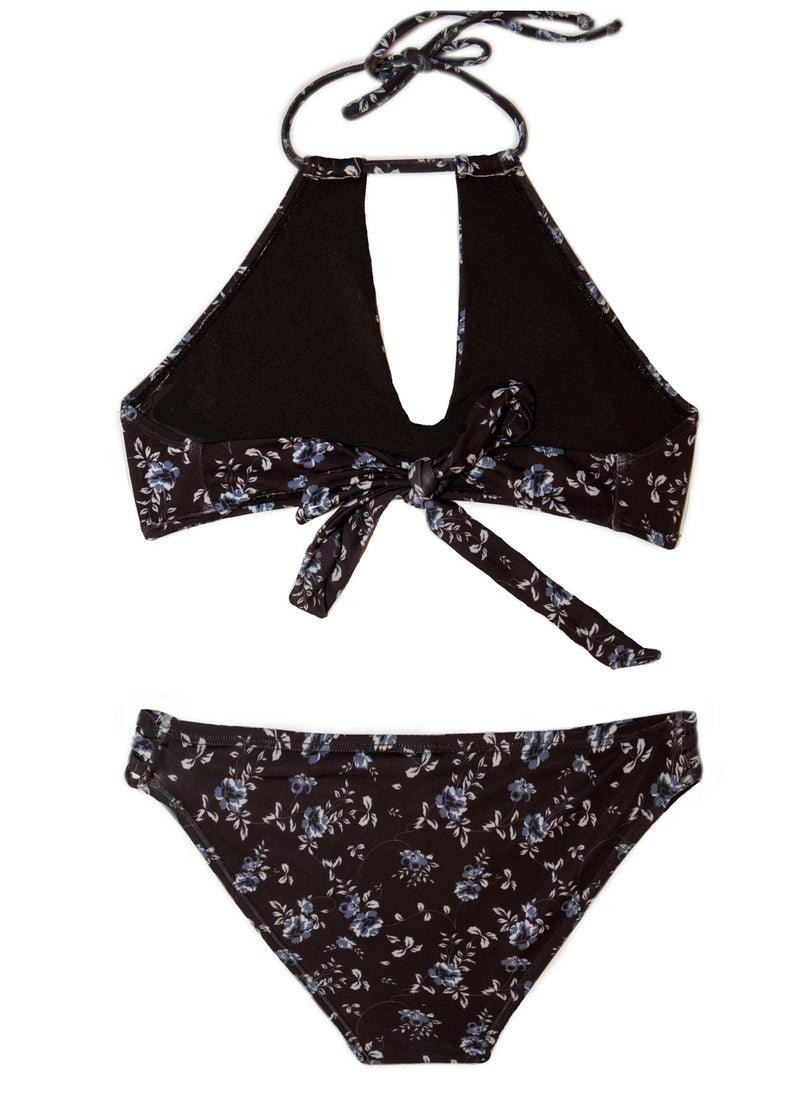 Midnight Bloom Bikini SET with Halter - Chance Loves Swimwear