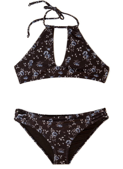 Chance Loves Black White Floral Padded 2-Piece Girls Bikini Swimsuit