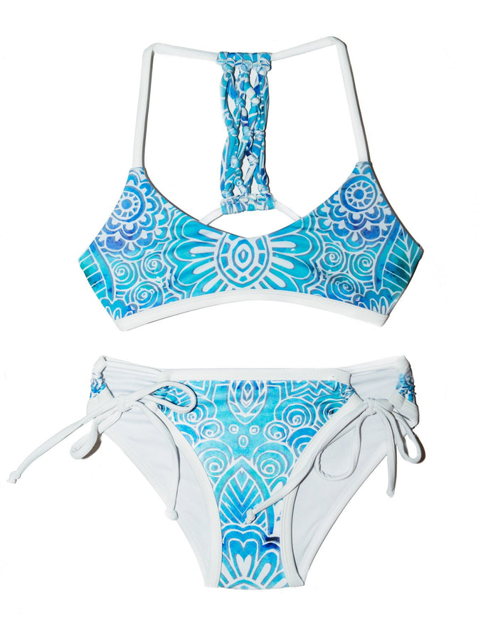 ChanceLoves Blue Teal Girls 2-Piece Bikini Set Scoop-Top Full-Bottoms
