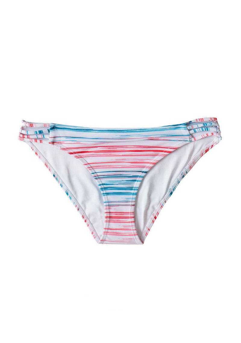 Girls Striped Swimwear Bottoms Size 7-14 Non-Adjustable White/Red/Teal