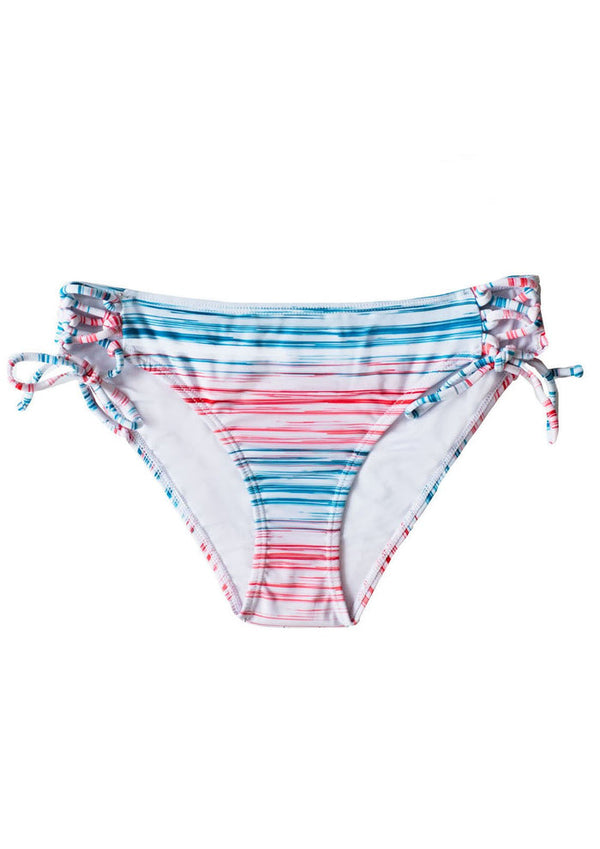 Chance Loves | 2-Piece Bikini Swimsuit | Red-White-Teal Stripe | Scoop