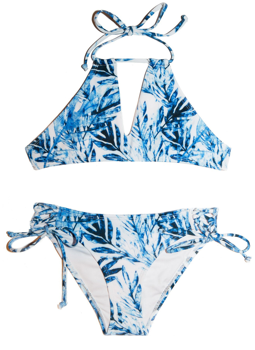 Chance Loves Tropical Sapphire Tankini with Blue Palm Leaves Print
