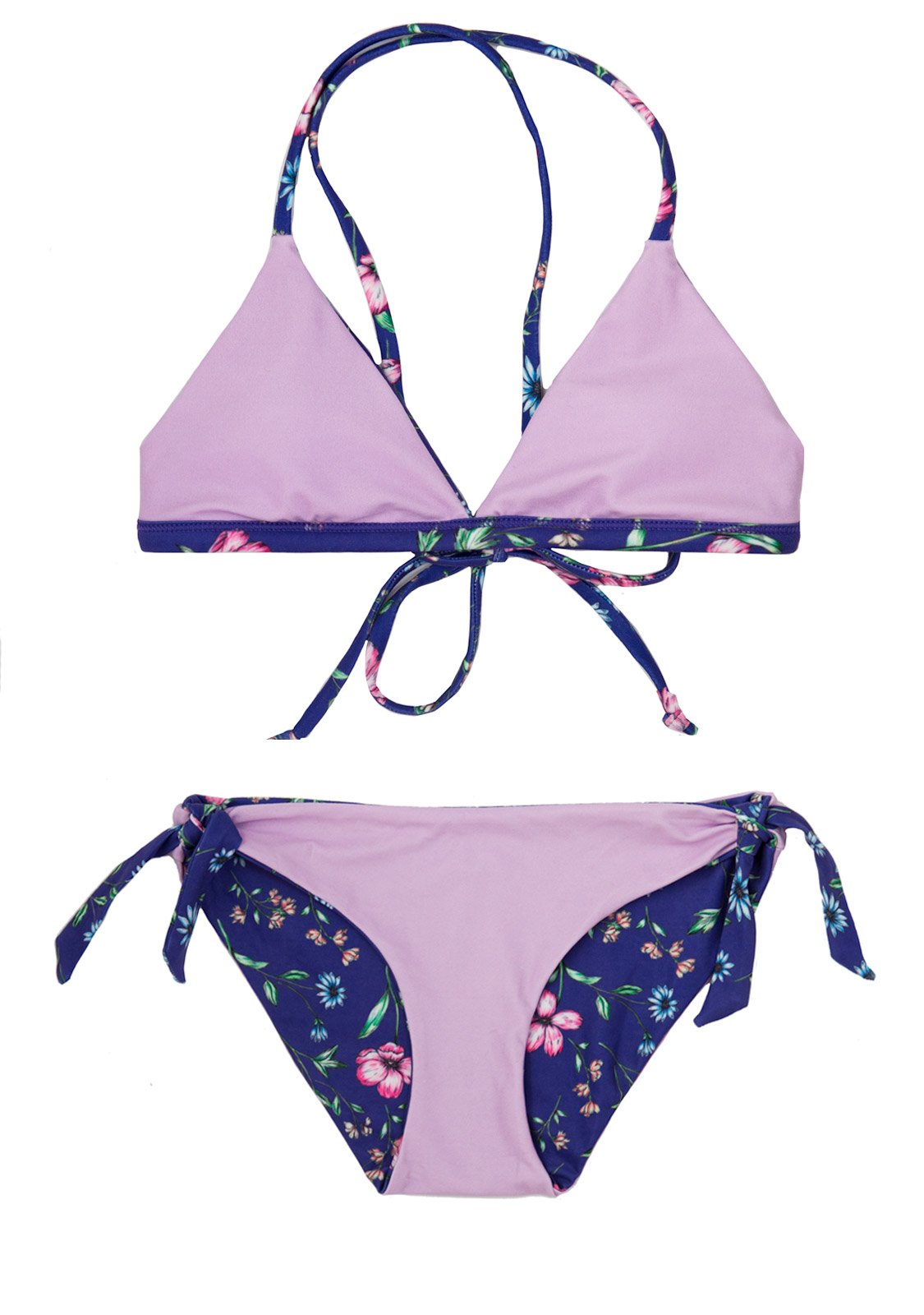 Purple Floral Bikini - 2 Piece SET for Girls with Padded TRIANGLE Top ...