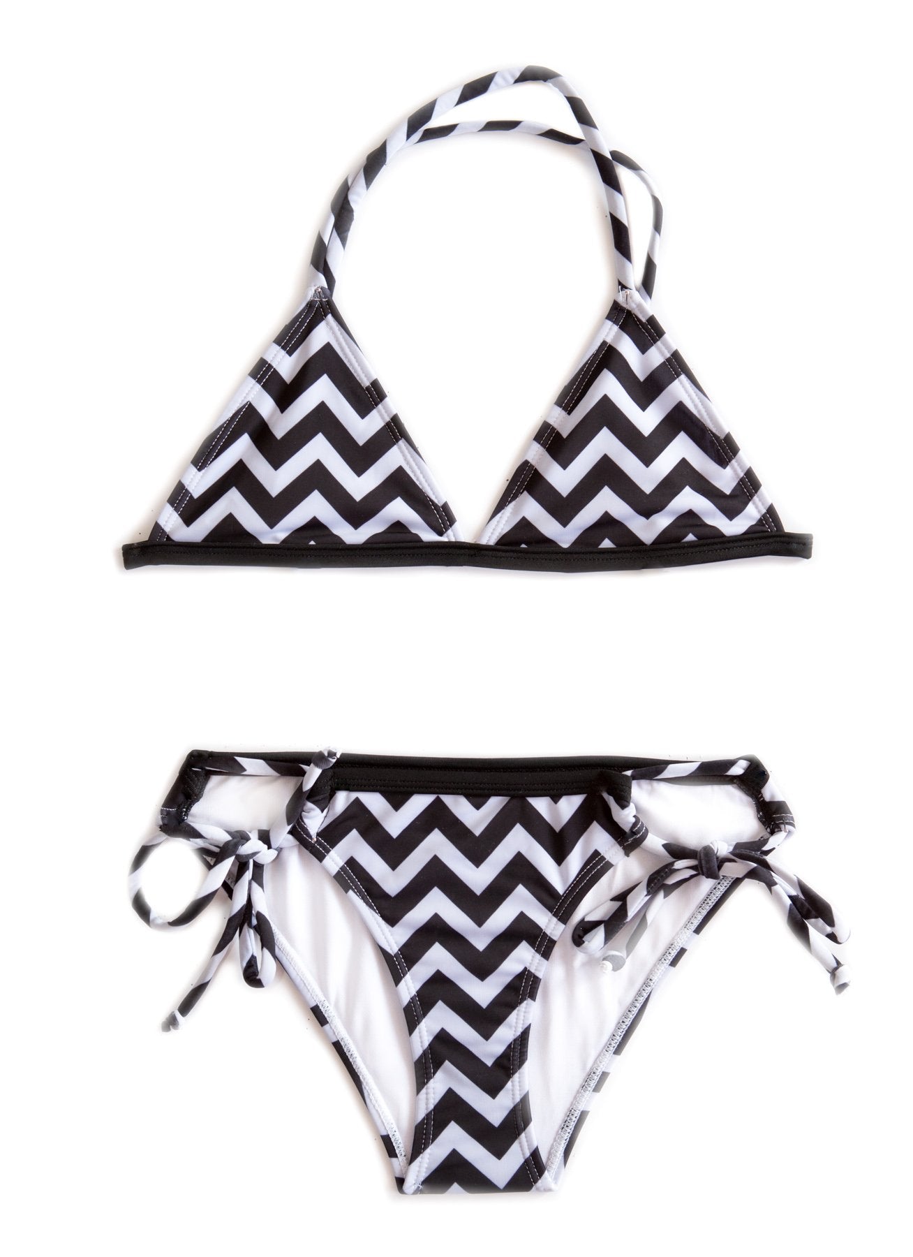 Black white Triangle Top Bikini 2-Piece Girls size 10